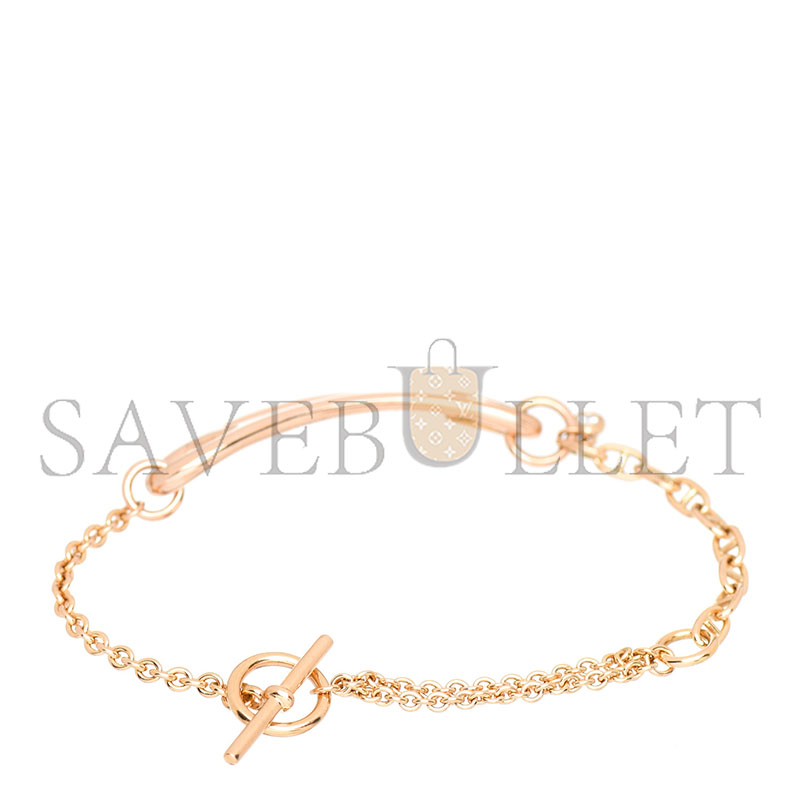 HERMÈS 18K ROSE GOLD DIAMOND MM CHAINE D'ANCRE PUNK BRACELET SH 